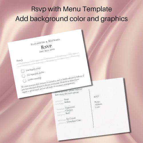 RSVP with Menu Template Add own graphics colors