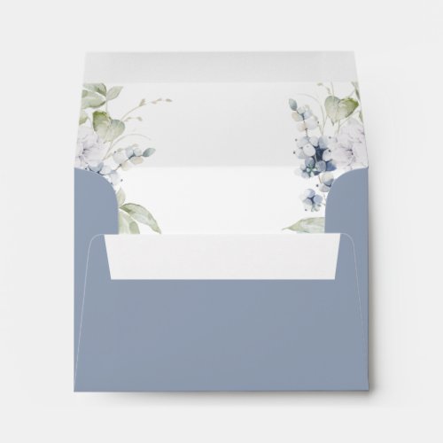 RSVP with Return Address Dusty Blue Elegant Bliss Envelope