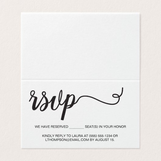 RSVP without mailing Reserved Seat Simple folded (Outside Unfolded)