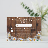 RSVP Wood Wedding Rustic Daisy Floral Cards (Standing Front)