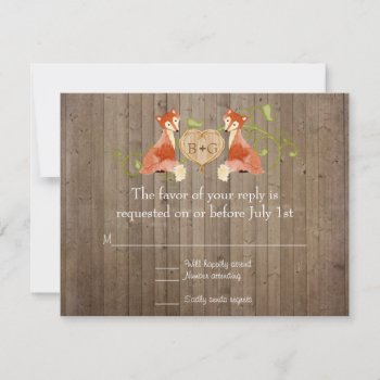 Rsvp Woodland Animal Creatures Fox  Vines Weddings by ModernStylePaperie at Zazzle