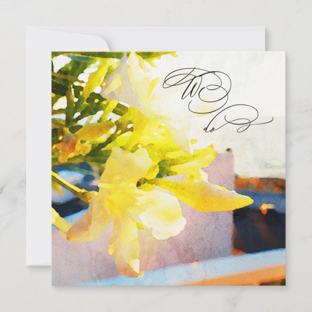 *~* RSVP Yellow Watercolor Floral AR15 QR WEDDING  Invitation (Front)