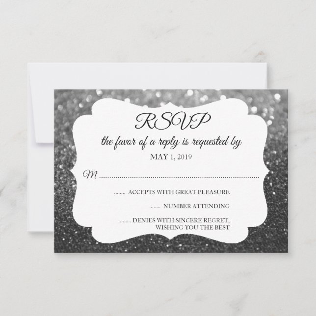 RSVP Your Day Glitter Fab Black Silver Card (Front)