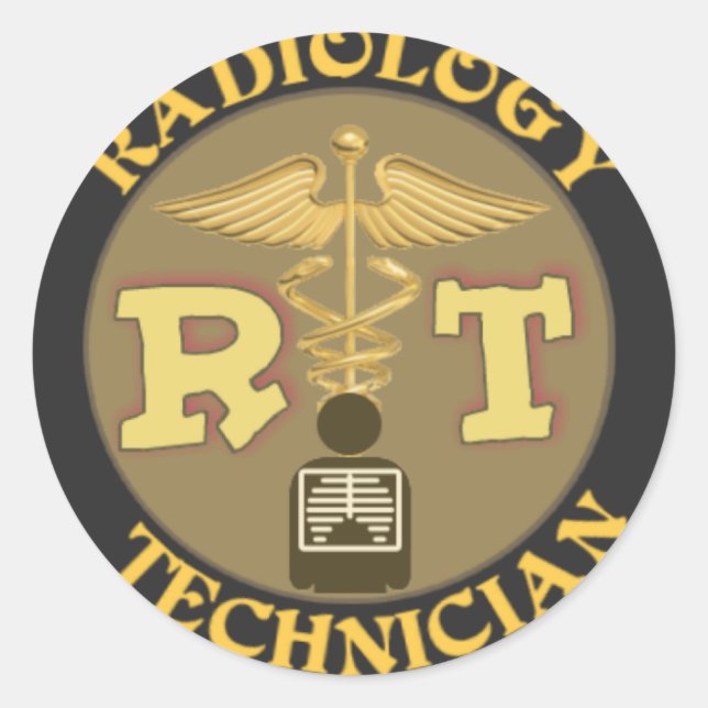 RT RADIOLOGY TECHNICIAN BADGE - LOGO CLASSIC ROUND STICKER (Front)
