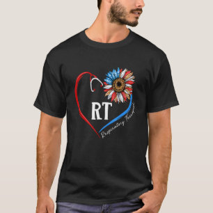 Rt Respiratory Therapist Sunflower Stethoscope Hea T-Shirt