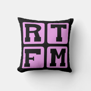 RTFM Read The #$%%^ Manual Internet Slang Acronym Throw Pillow