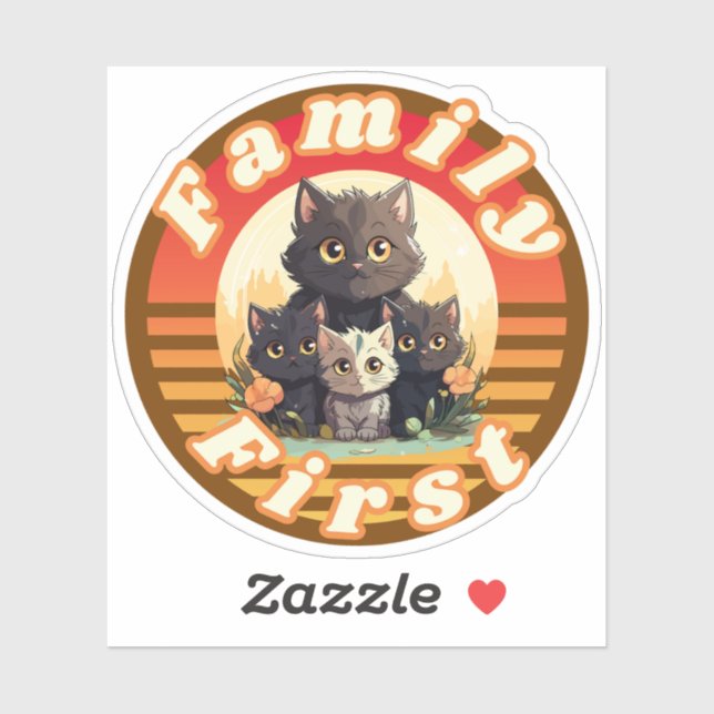 Rtro Sunchine - Cat Lovers - Family First 2024 New Sticker (Sheet)