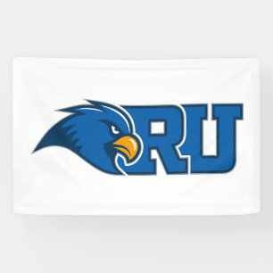 RU Monogram With Blue Hawk Mascot Banner