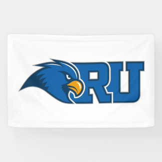 RU Monogram With Blue Hawk Mascot Banner