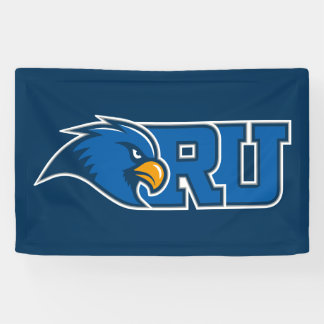 RU Monogram With Blue Hawk Mascot Banner