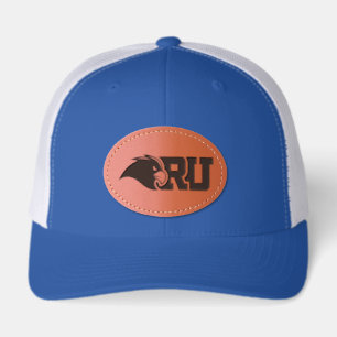 RU Monogram With Blue Hawk Mascot Leather Patch Hat