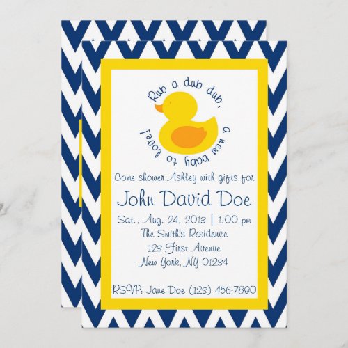 Rub_a_dub Baby Shower Invitation _ Blue