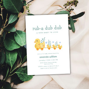 Rub A Dub Dub Cherry Mommy Duck Baby Shower   Invitation