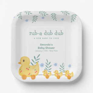 Rub A Dub Dub Cherry Mommy Duck Baby Shower Paper Plates