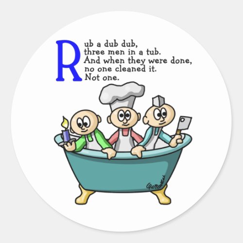 Rub A Dub Dub Classic Round Sticker