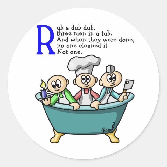 Rub A Dub Dub Classic Round Sticker (Front)