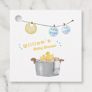 Rub A Dub Dub Clothesline Rubber Duck Baby Shower Favor Tags