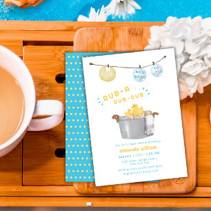 Rub A Dub Dub Clothesline Rubber Duck Baby Shower  Invitation
