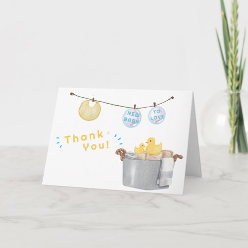 Rub A Dub Dub Clothesline Rubber Duck Baby Shower Thank You Card