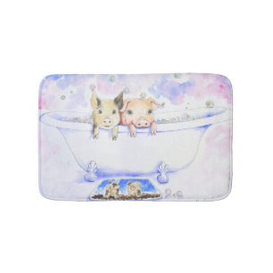 Rub a Dub Dub Piggies in the Tub Painting Bath Mat