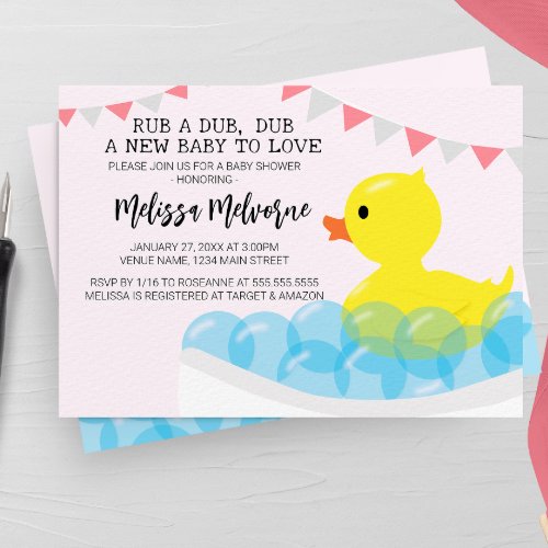 Rub A Dub Dub Rubber Ducky Baby Shower Invitation