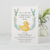 Rub-A-Dub-Dub Yellow Rubber Ducky Floral Garden Invitation (Standing Front)