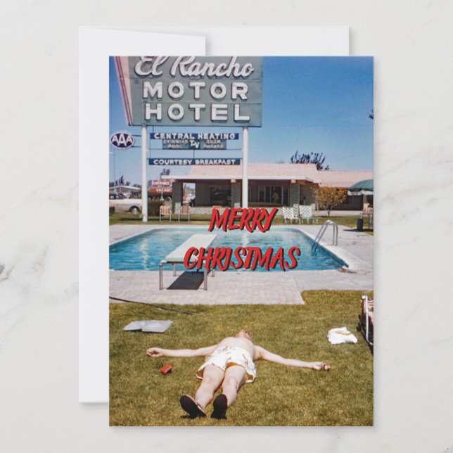 RUB IT IN!  1950'S SUNNY FUNNY RETRO PHOTOGRRAPH HOLIDAY CARD (Front)