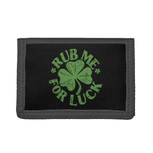 Rub Me For Luck St Patrick's Day Shamrock Tri-fold Wallet