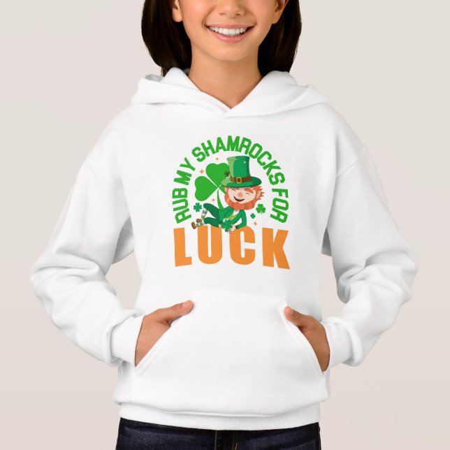 Rub My Shamrocks For Luck  Funny St Patrick's Day Hoodie (Front)