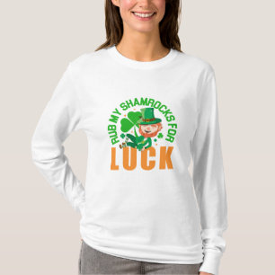 Rub My Shamrocks For Luck  Funny St Patrick's Day T-Shirt