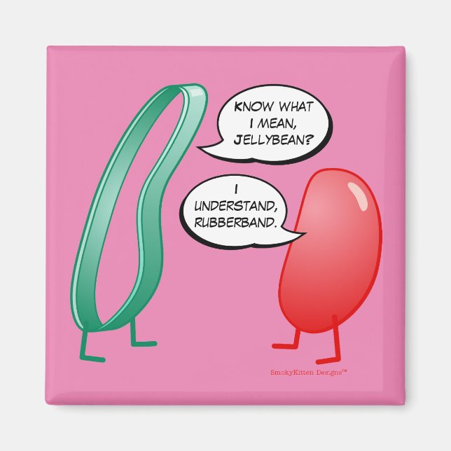 Rubber Band and Jelly Bean Funny Cute Kids Rhyme Magnet (Front)