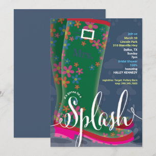 Rubber Boot Splash Bridal Shower Invitation