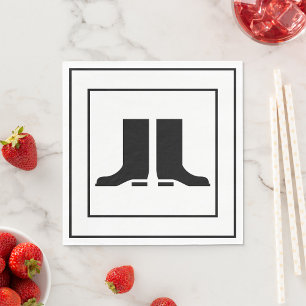 Rubber Boots Safety Sign Black White Gumboot Napkins
