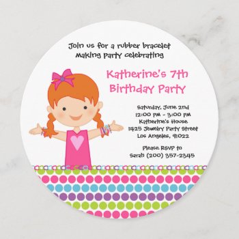 Rubber Bracelet Birthday Party Invitation by eventfulcards at Zazzle