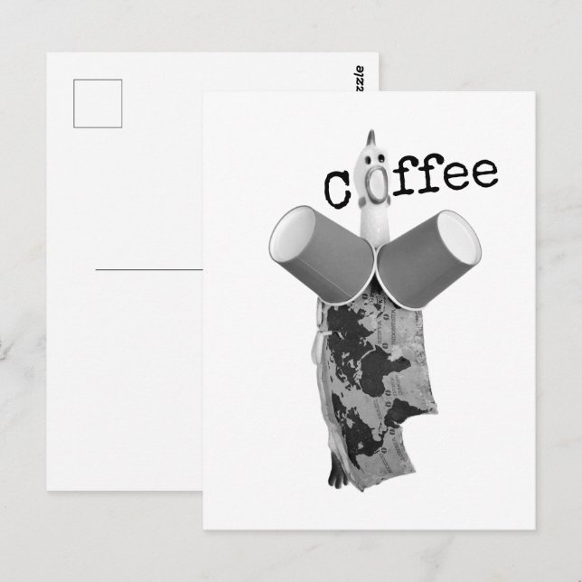 Rubber Chicken screaming Coffee Postcard (Front/Back)