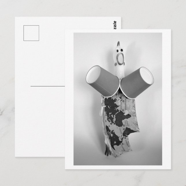 Rubber chicken with coffee cups - Cup C Postcard (Front/Back)