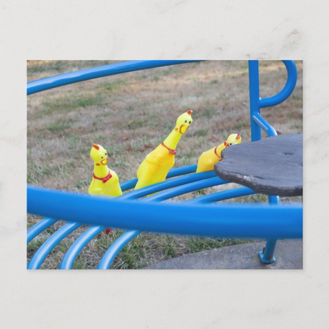 Rubber Chickens in a carousel Postcard (Front)