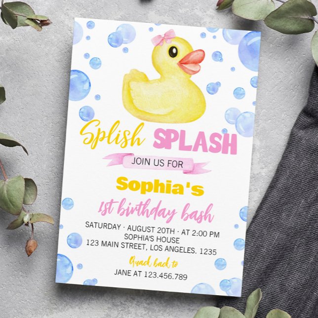 Rubber Duck 1st Birthday Invitation (Creator Uploaded)