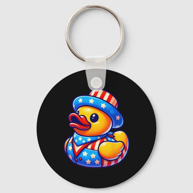 Rubber Duck 4th Of July Independence Day Men Women Keychain (Front)