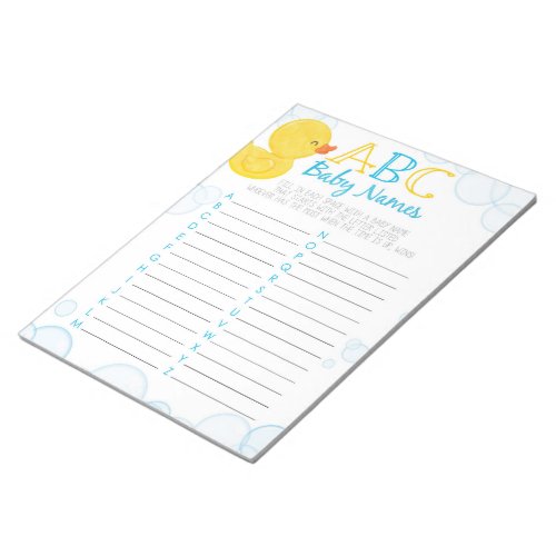 Rubber Duck ABC Baby Name Game Pack Notepad