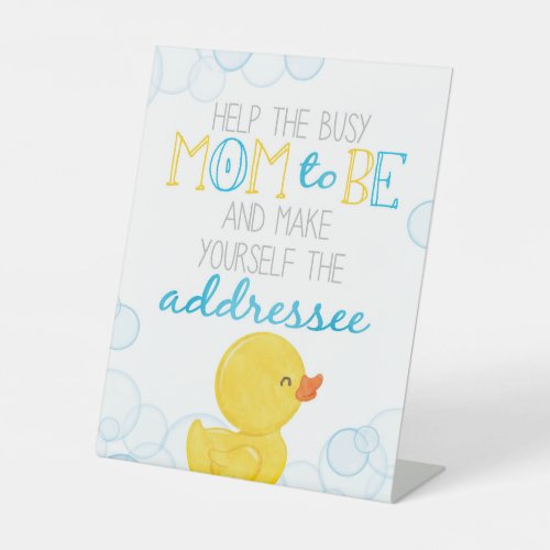 Rubber Duck Address the Envelope Baby Shower Pedestal Sign