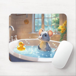 Rubber Duck and Mouse In Tub  Pad