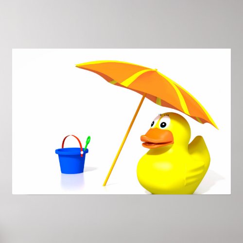 Rubber duck at the beach poster