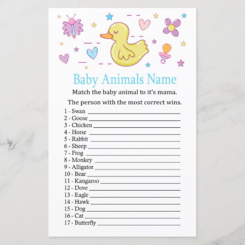 Rubber duck Baby Animals Name Game