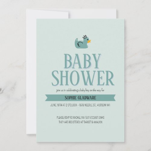 Rubber Duck Baby Boy Baby Shower Invite