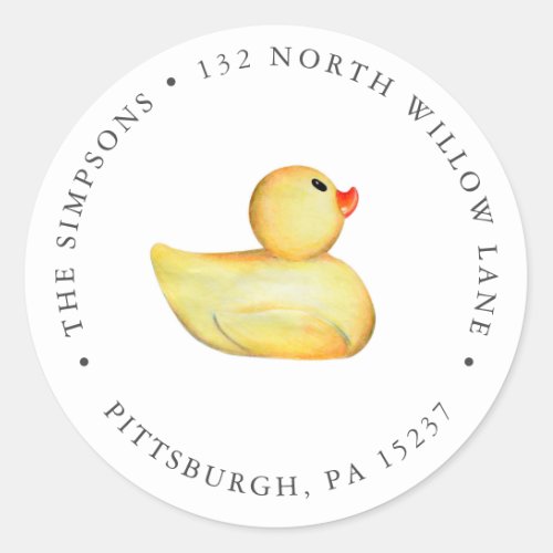 Rubber Duck Baby Return Address Classic Round Sticker
