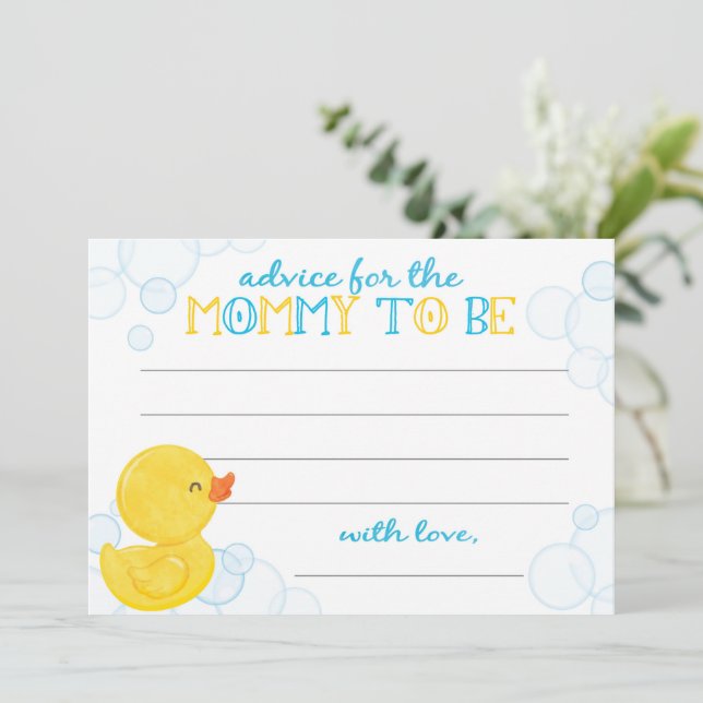 Rubber Duck Baby Shower Advice for Mommy Cards (Standing Front)