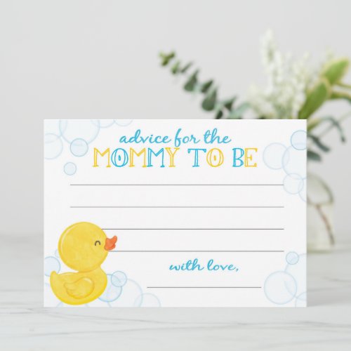 Rubber Duck Baby Shower Advice for Mommy Cards