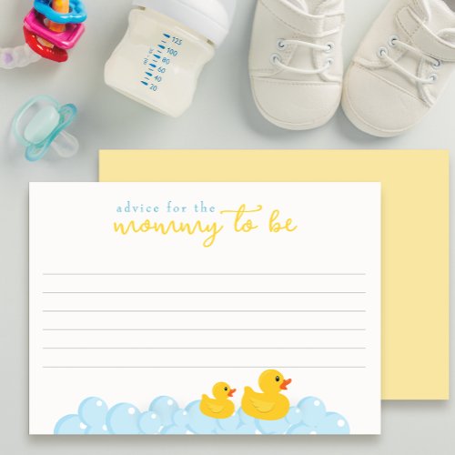 Rubber Duck Baby Shower Advice For The Mommy To Be Note Card