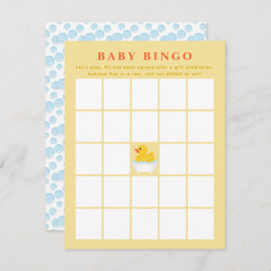 Rubber Duck Baby Shower Bingo Card Cute Ducky Ga